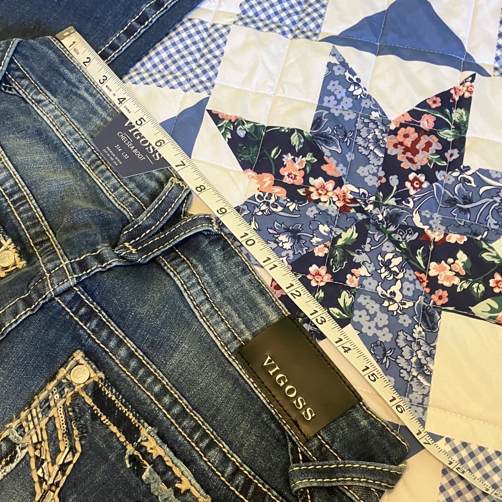 Vigoss Women's Distressed Blue Boot Cut Jeans - Picture 10 of 10